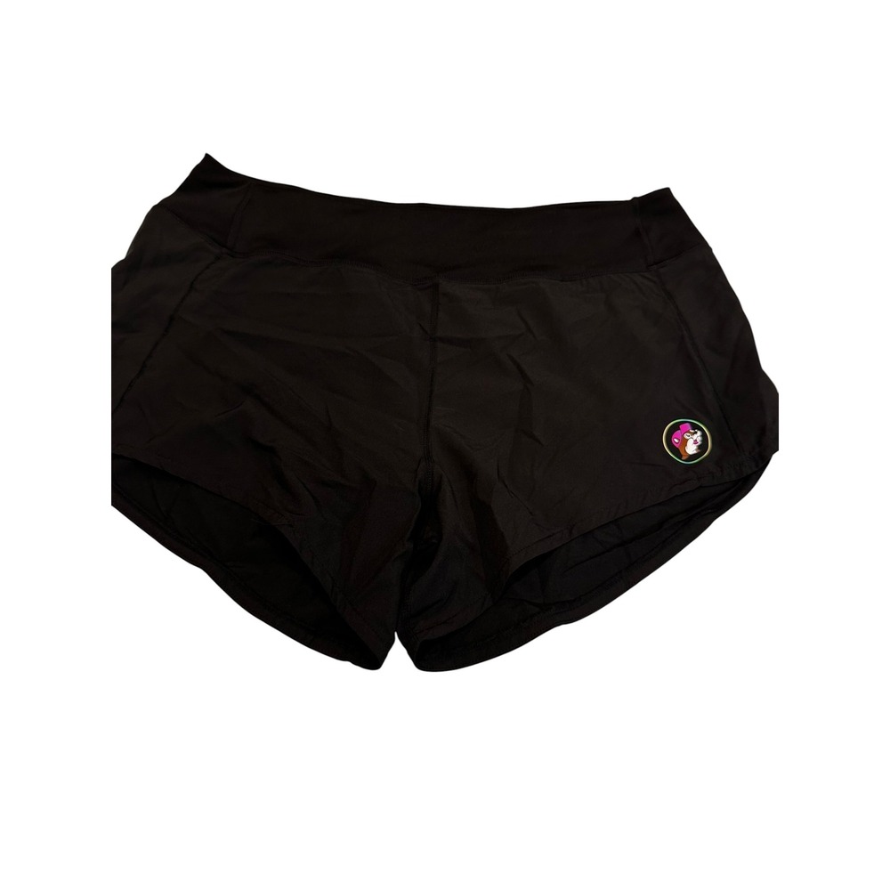Buc-ee's Women Black Performance Running Shorts 2XL Lined Zipper Pocket Athletic